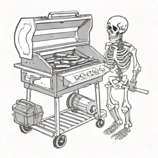 Skeleton Cooking Food On The Traeger Grill