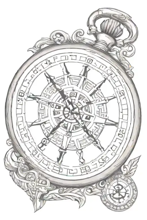 Compass Pocket Watch Anchor Maori