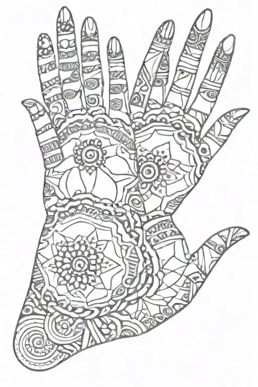 Geometric Henna Tattoo On Hands
