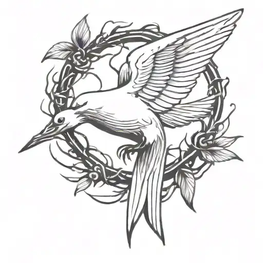 Dove Carrying A Crown Of Thorns In Its Beak
