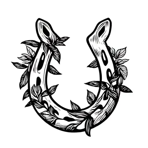 Tiny Horse Shoe Wrapped In Tropical Vines