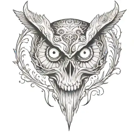 Crescent Moon Skull Owl