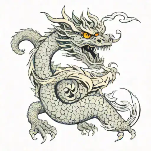 Japanese Dragon With Skull Face
