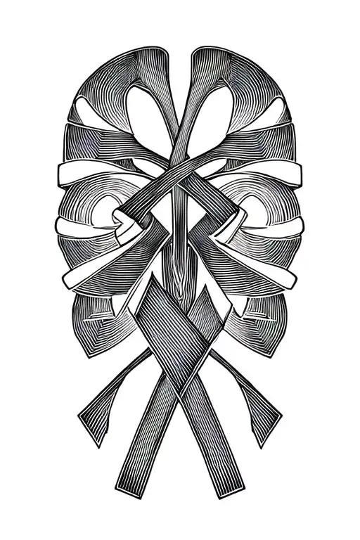 Kidney Cancer Orange Ribbon Intertwined With Strength Symbol