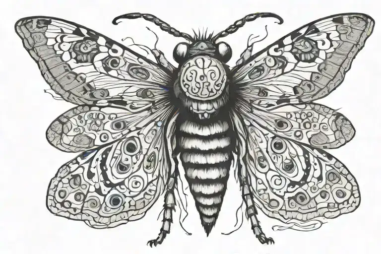 Death Head Moth With Designes