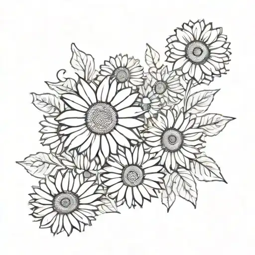 Daisy And Sunflower Surrounded