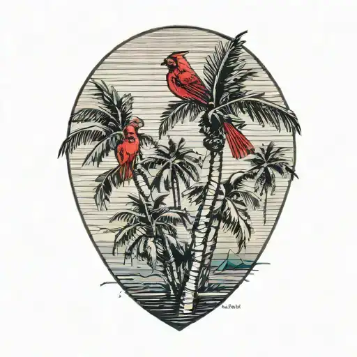 Single Flying Cardinal Palm Trees