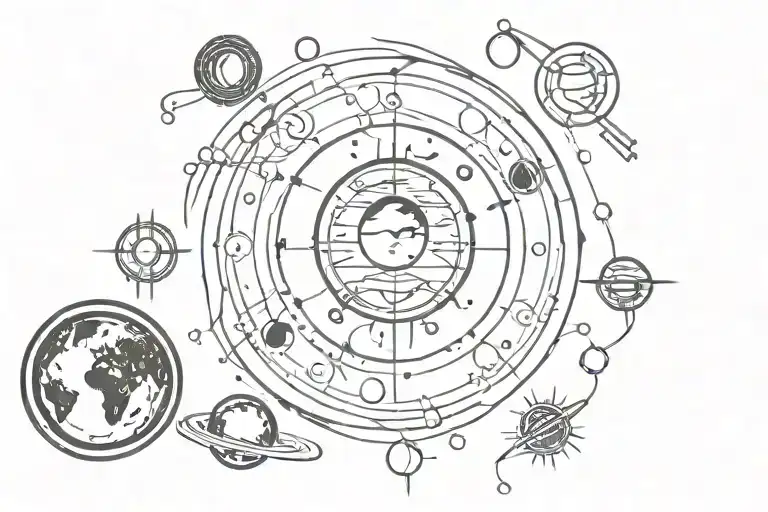 Earth Moon And Sun Orbits Small Symbols