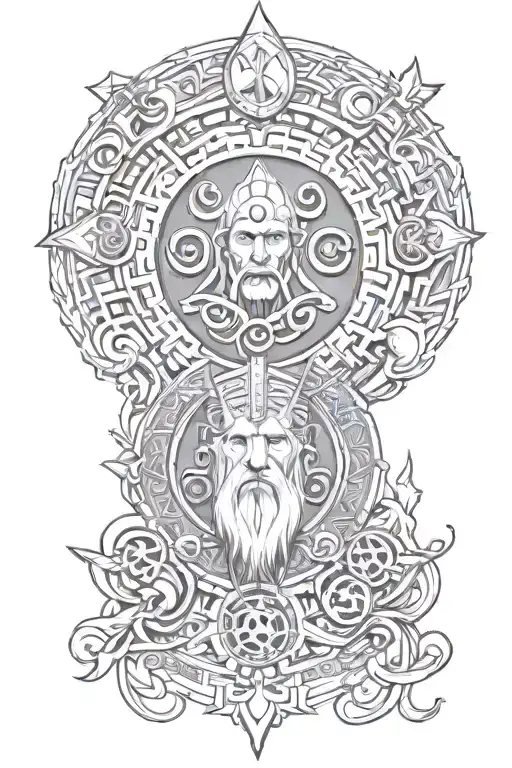 Norse Mythology Mandela Design With Elements