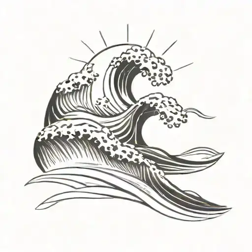 Waves Going Into Sun Setting