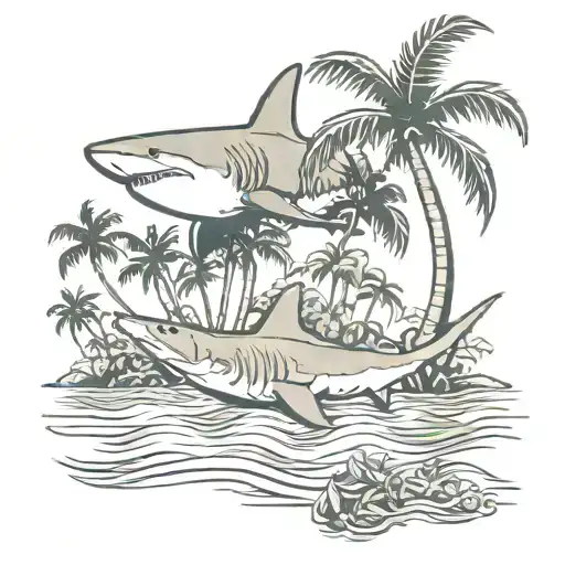 Hawaii Dreamwalker Shark Palm Trees