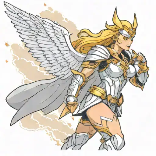 Valkyrie With Lightening Storm Background