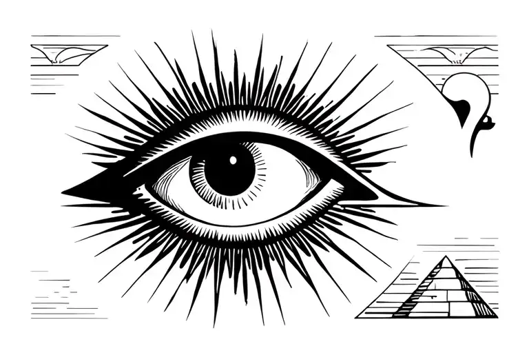 Eye Of Horus Portrait Looking With Pyramids Sun Moon