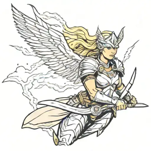 Valkyrie With Lightening Storm Background