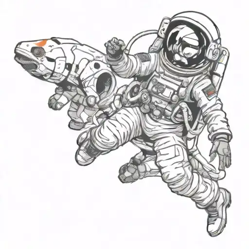 Cowgirl Astronaut Floating