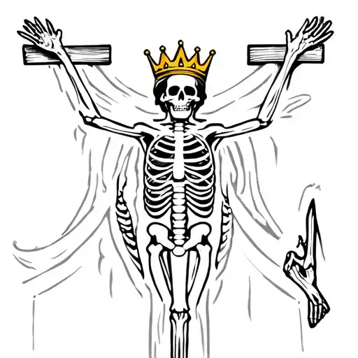 Crucified Skeleton Body With Crown