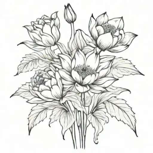 Chinese Lotus And Tulips Roses Roman