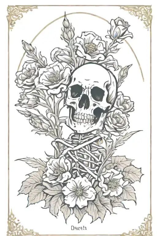 Death Tarot Card Featuring Flowers