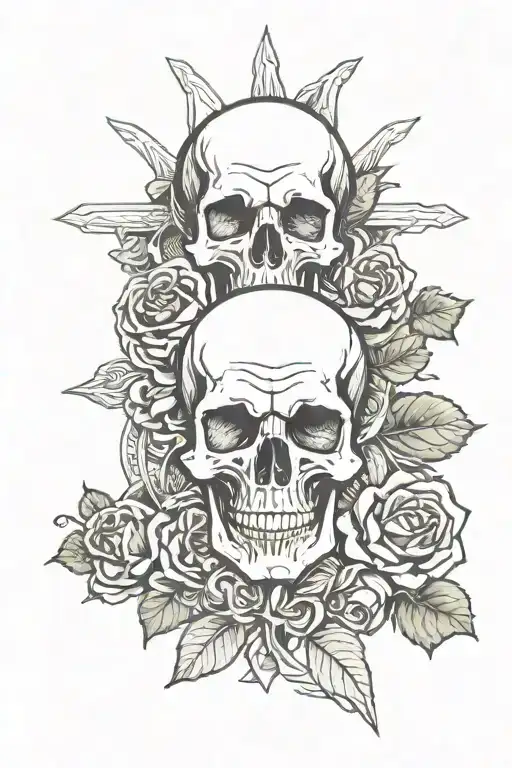Skull Rose Cross Money