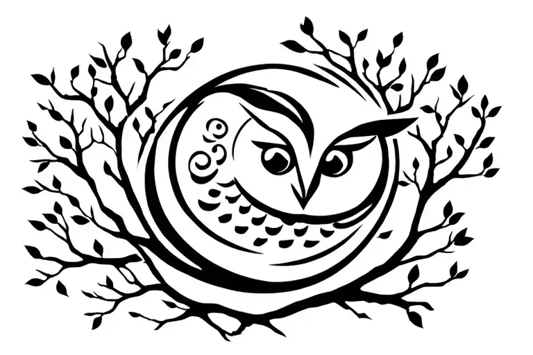 Moon Owl Tree Branch Representing