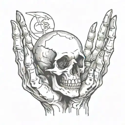 Skull Hands With Moon