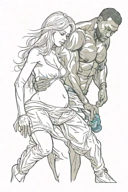 Nude Slim Young Pregnant European Blonde Teenage Girl And Muscular Black Man