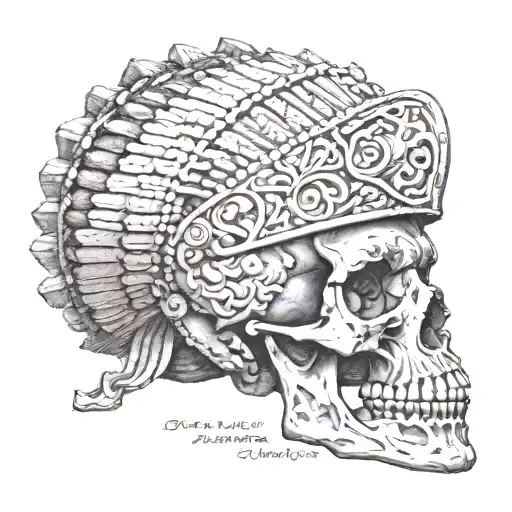 Skull Of A Aztec Warrior And Spanish Conquistador
