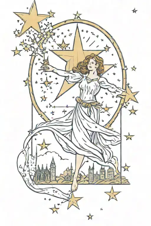 The Star Tarot Card With Stars That Exit The Card Skyline Woman