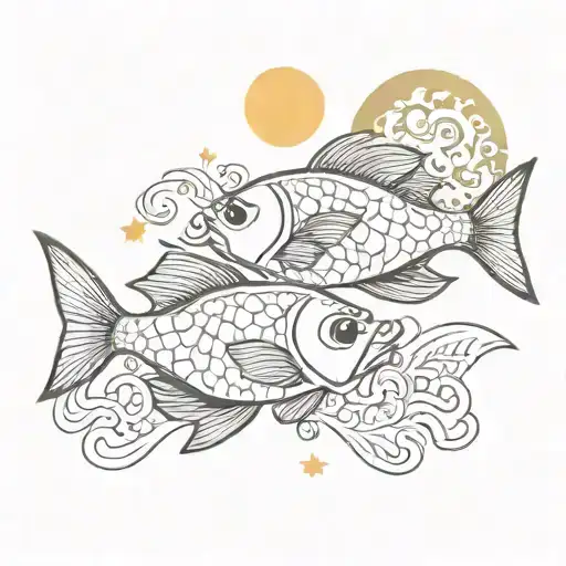 Two Fish Pisces Sun And Moon