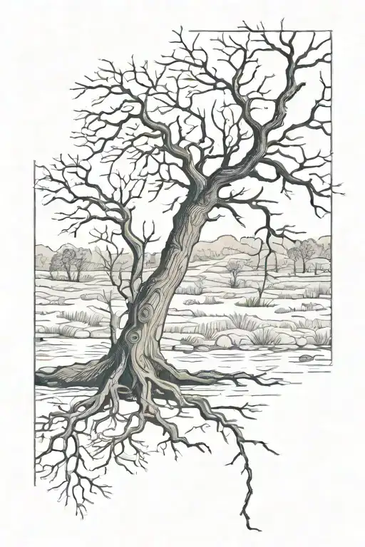 Small Dead Tree With Roots Extending