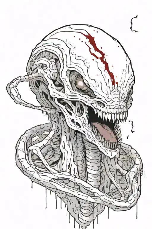 White Neomorph From Alien Covenant With Blood All Over Its Mouth