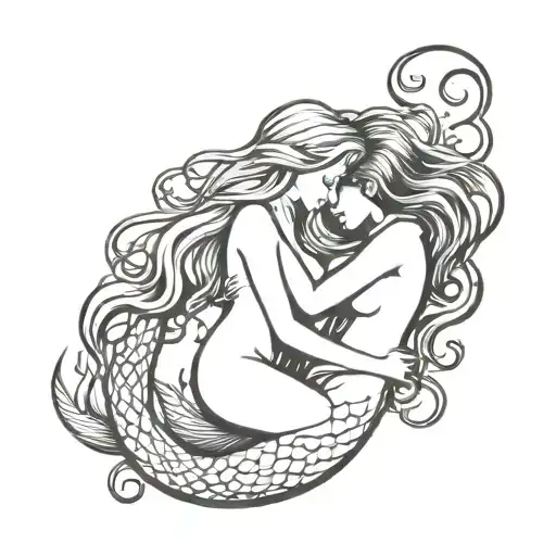 Mermaid And Fairy Hugging