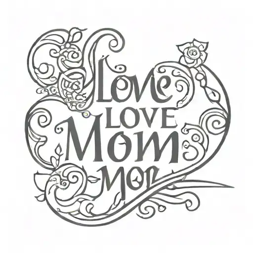 In Arabic I Love Mom With Unusual Sketch