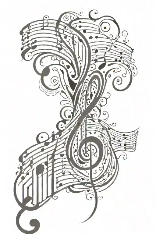 Music Tribal Tattoo Design Combining Elements Piano Keys & Music Notes For Arm