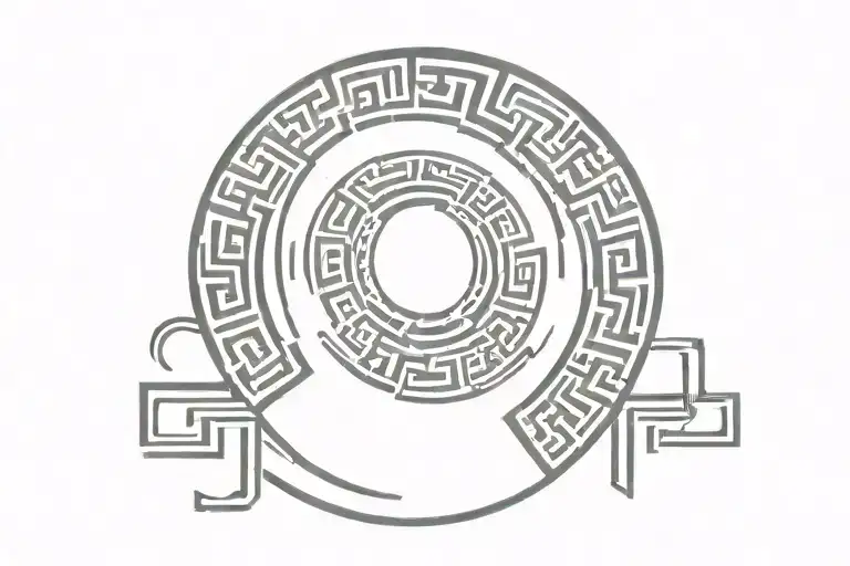 Greek Key Within A Circle Band