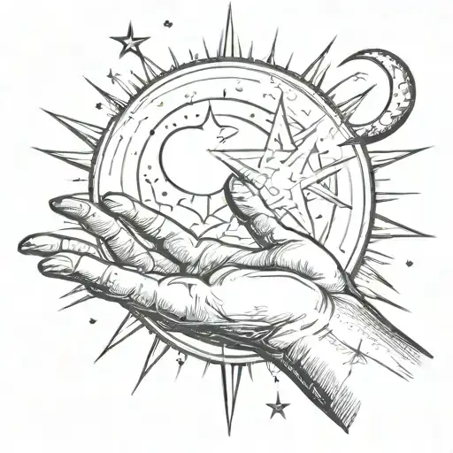 A Big Star And A Moon For Hand Reaching