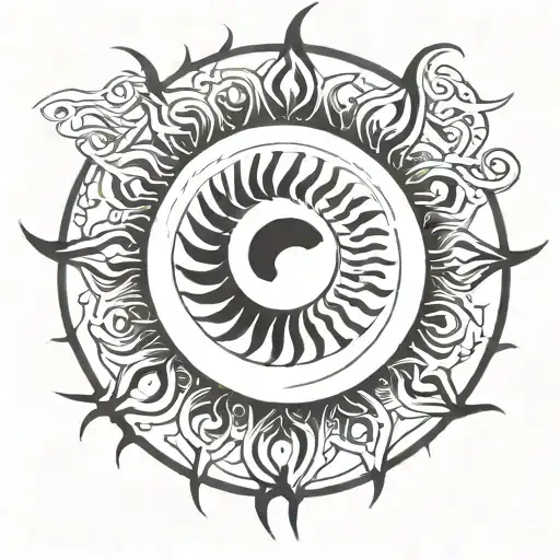 A Sun Which Has A Yin Yang Symbol In The Center Of Itself