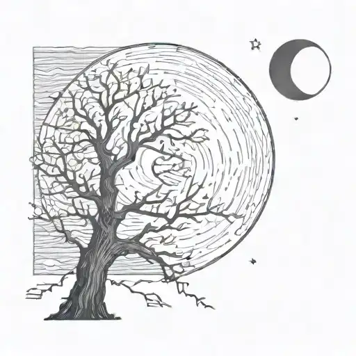 Single Star And Single Moon Rising