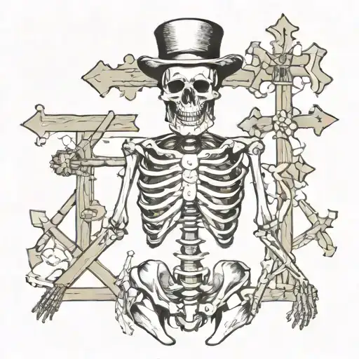 Skeleton In Jewish Dress With Double Cross Made