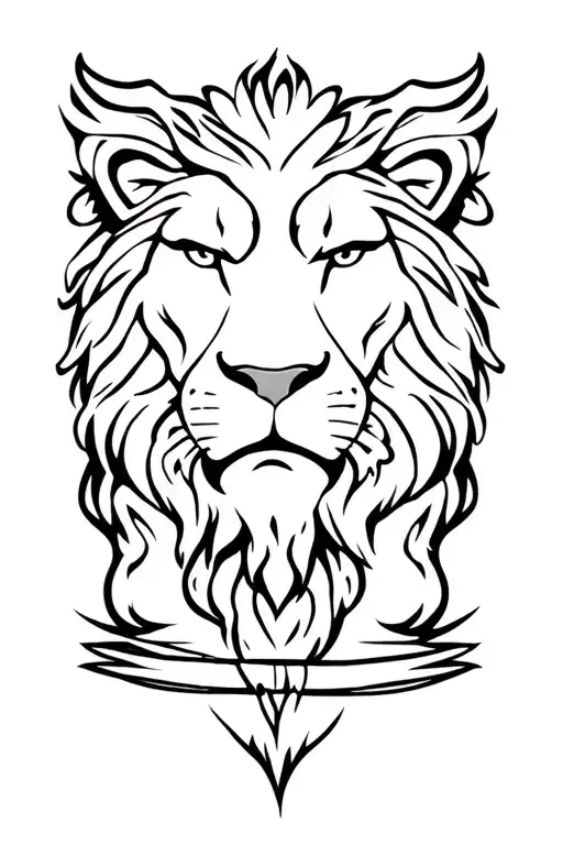 Two Bands Around The Arm With Lion Head Head