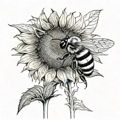 Large Bee On A Sunflower