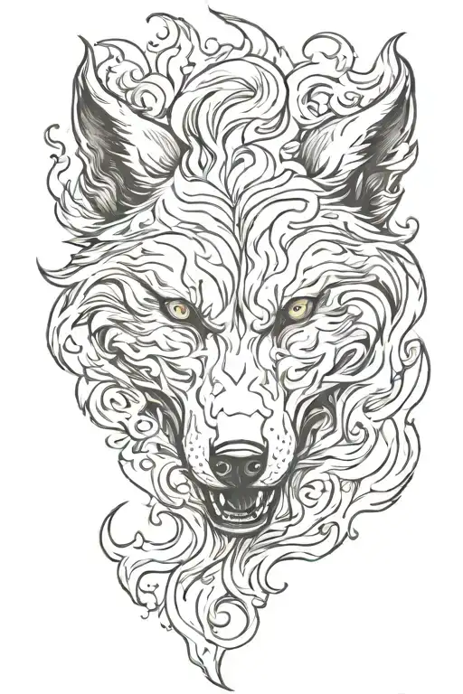 Angry Wolf Fire Smoke Swirling