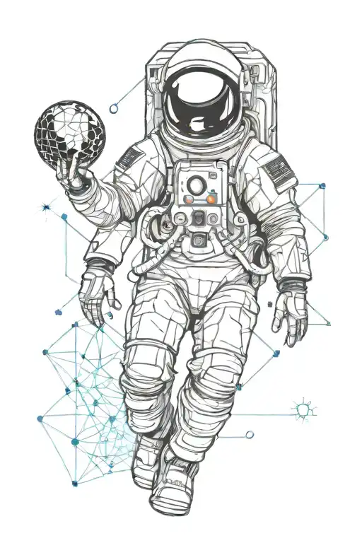 Space Astronaut With Some Geometrical Or Psychedelic Parts