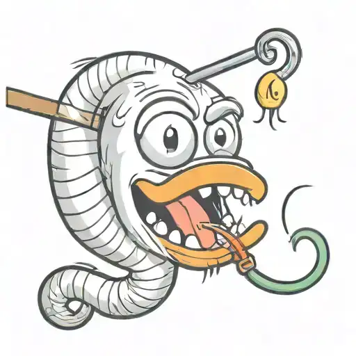 Angry Worm On A Fishing Hook