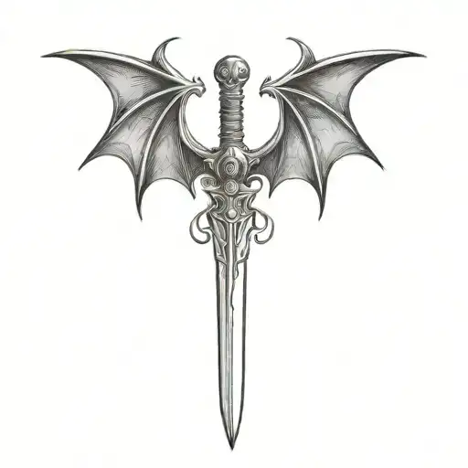 A Line Art Sharp Designed Bat And Sword