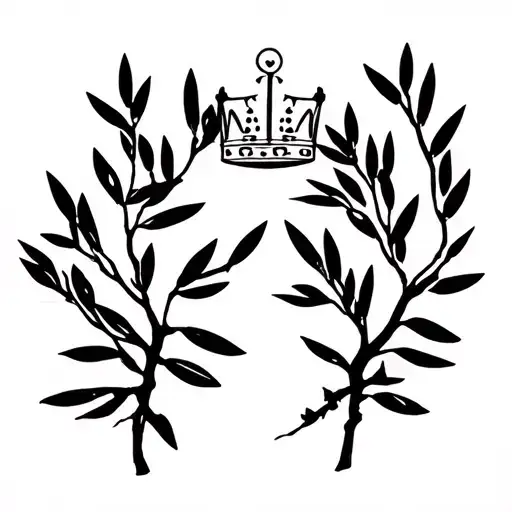 Two Branches Of Olive Trees That Branch Off To The Right And Left With A Crown Above In The Center