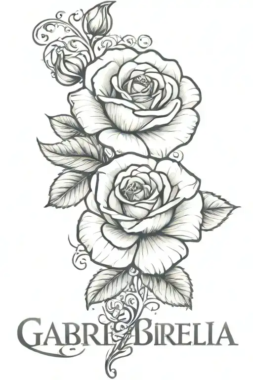 Gabriella Name Rose Forearm Tatoo Design