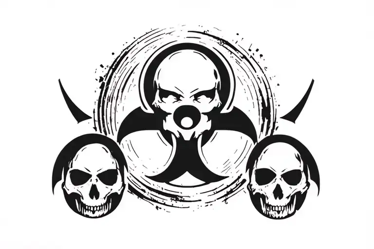 Skulls And Radiohazard Symbol