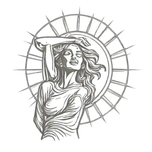 Sun And Woman Posing