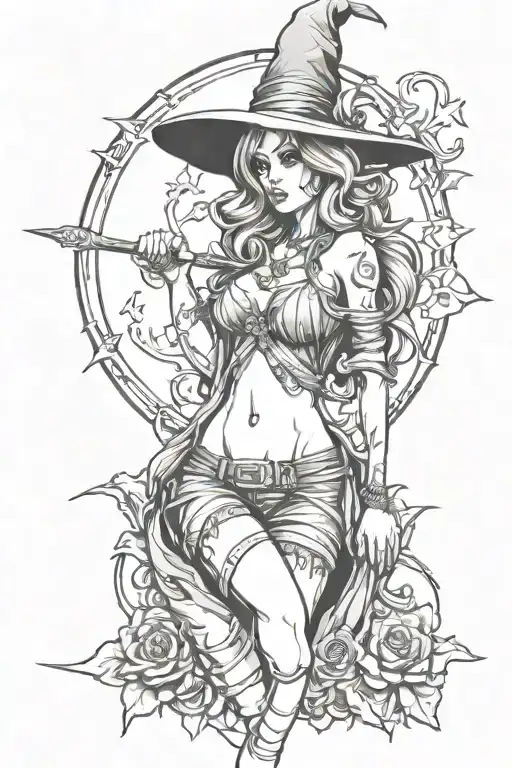 Full Body Realistic Sexy Witch Girl Shoulder